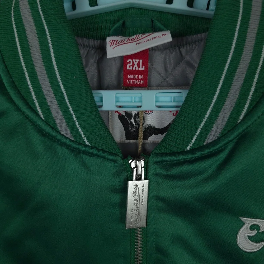 Philadelphia Eagles Mitchell & Ness NFL 2XL XXL Satin Jacket Green Gray NWT